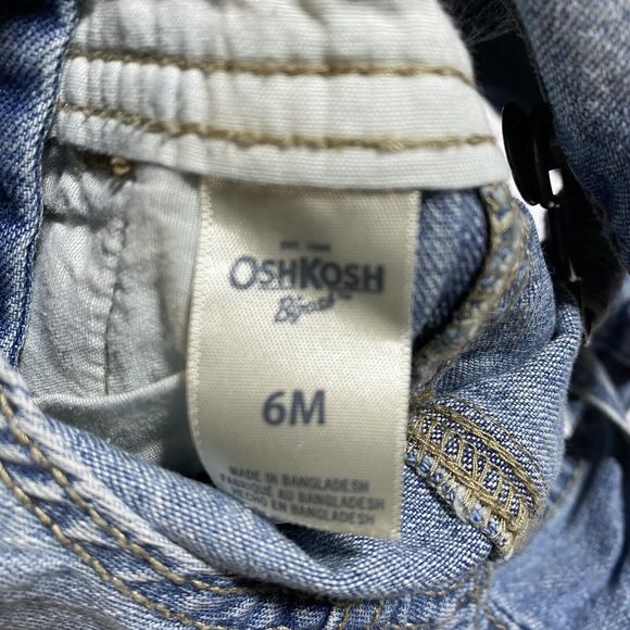 Osh Kosh B' Gosh Toddler Dakota Wash Overalls Blue Denim Embroidered - Picture 9 of 10